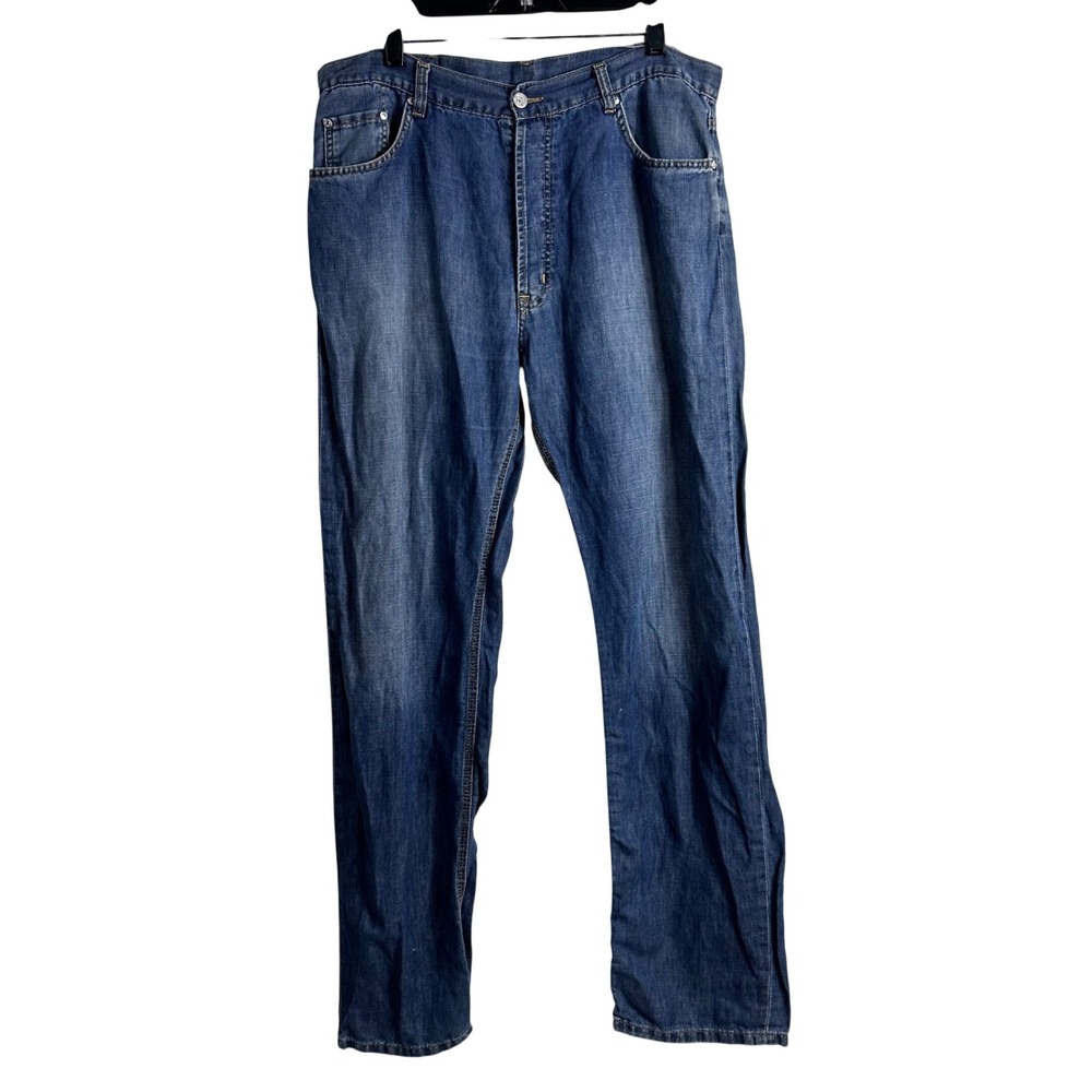 Lacoste‎ Blue Cotton Linen Blend Straight Leg Button Fly Jeans Size 48 F4884